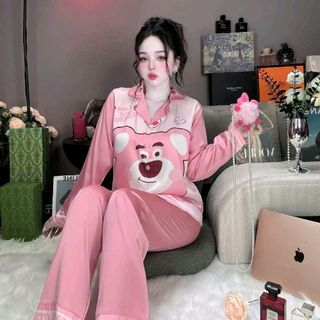 Đồ Ngủ Pijama Lụa Latin Cao Cấp Tay Dài - Mềm Mại, Thoáng Mát, Phù Hợp Với Nhiều Kích Cỡ Người Mặc set bongu