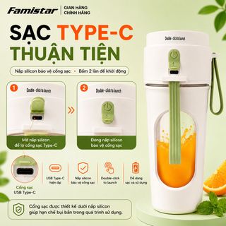 [NHẬP SỈ GIÁ TỐT] Máy xay sinh tố cầm tay nhỏ gọn tiện lợi 450ml kèm dây sạc type-C, nhập càng nhiều, giá sỉ càng tốt