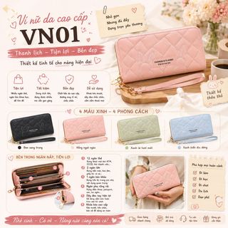 🐰Ví Cầm Tay Nữ VN02 Thêu Thỏ – Thiết Kế Thanh Lịch, Tiện Dụng