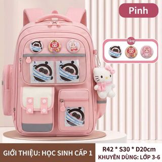 BALO TIỂU HỌC A8185 – Dễ Thương, Nhiều Ngăn, Tặng Bộ Phụ Kiện Xinh