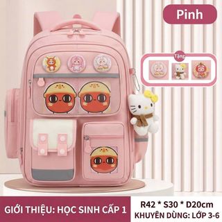 BALO TIỂU HỌC A8185 – Dễ Thương, Nhiều Ngăn, Tặng Bộ Phụ Kiện Xinh