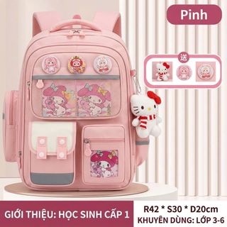 BALO TIỂU HỌC A8185 – Dễ Thương, Nhiều Ngăn, Tặng Bộ Phụ Kiện Xinh