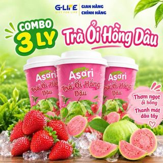Combo 3 Ly Trà ASARI Mix Vị Ổi Hồng Dâu - Thơm Ngọt Ổi Hồng, Thanh Mát Dâu Tây