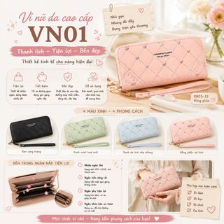 VÍ DÀI CẦM TAY NỮ VN01 – PHONG CÁCH HÀN QUỐC, NHIỀU NGĂN