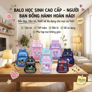 Balo Học Sinh Tiểu Học A6816 Hoạt Hình Nổi Bật Nhiều Màu Sắc Mã