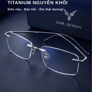 Gọng Kính Không Viền Titanium LOR JEMON J66 – Kính Khoan Siêu Nhẹ, Form Chữ Nhật Tối Giản Thời Trang Nam Nữ Thanh Lịch