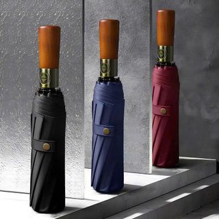 Ô Dù Bấm Tự Động 10Nan Kép (20'nan )Gấp Gọn Cao Cấp,Tay Cầm Bằng Gỗ Chống Bão, Chống Tia UV -Hàng về 3 màu (THÙNG 60C)
