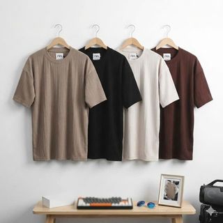 Áo thun nam. Chất 100% cotton dệt gân dọc sớ nhuyễn , chất gân lụa cực mát vải dệt.