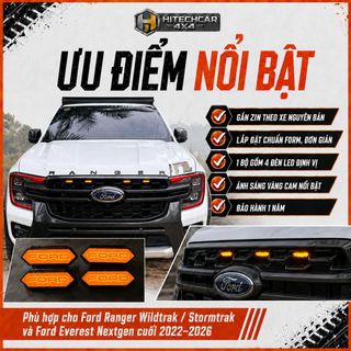 LED Định Vị HitechCar4x4 Ranger Stormtrak/Wildtrak/Everest Nextgen 2022-2026 Bộ 4 Đèn Vàng Cam Zin