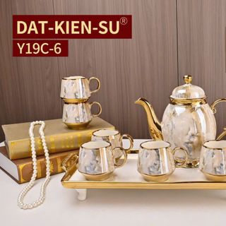 Bộ Bình 6 Cốc sứ Khay Sứ Vân Đá Y19C-6 (THÙNG 12B)