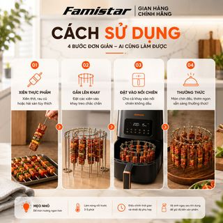 Vỉ Xiên Thịt Nướng BBQ Tròn FAMISTAR kèm 24 cây xiên thịt, chất liệu inox cao cấp, giá sỉ cực sốc