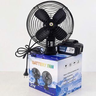 QUẠT CẮM ĐIỆN 220V CỐ ĐỊNH KÈM 1 PIN 10 CELL (T18)