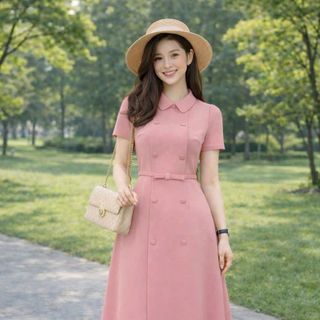 Đầm dự tiệc, chân váy xếp ly, dáng xòe giúp che khuyết điểm, dự tiệc chất liệu cotton co giãn, mềm mại, dày dặn L01
