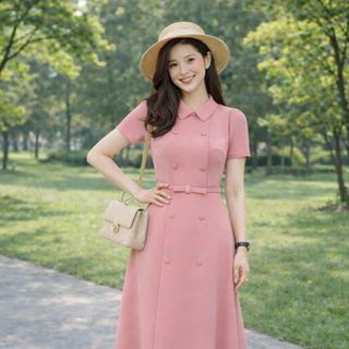 Đầm dự tiệc, chân váy xếp ly, dáng xòe giúp che khuyết điểm, dự tiệc chất liệu cotton co giãn, mềm mại, dày dặn L01