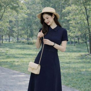 Đầm dự tiệc, chân váy xếp ly, dáng xòe giúp che khuyết điểm, dự tiệc chất liệu cotton co giãn, mềm mại, dày dặn L01