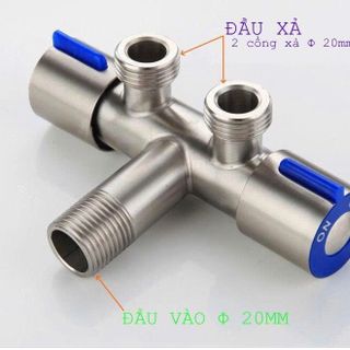 VAN NƯỚC 2 ĐẦU XẢ ĐỘC LẬP INOX 304