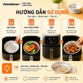 Giấy Bạc Lót Nồi Chiên Không Dầu Famistar combo 10 cái – Chống Dính, Chịu Nhiệt Cao, giá sỉ tốt nhất