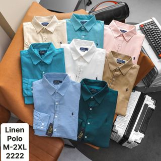 Sơ mi nam LINEN POLO TAY DÀI.   Chất vải linen tưng mềm - mịn - chuẩn linen.
