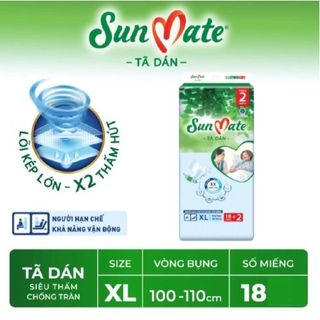 Tả Dán Người Già Sunmate size XL18 ( Vòng eo 100 - 140 cm ) Bao 6 gói x 18 miếng