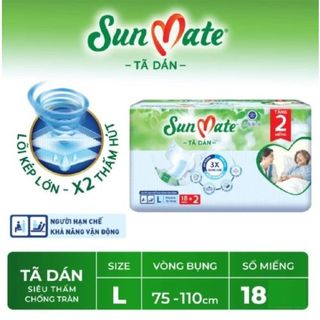 Tả Dán Người Già Sunmate size L18 ( Vòng eo 75 - 110 cm ) Bao 6 gói x 18 miếng