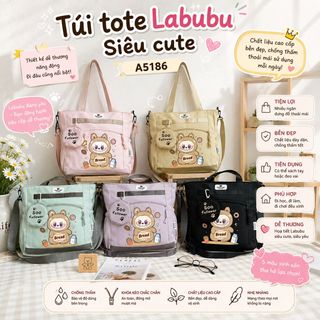 Túi Tote A5186 In Hình Labubu Siêu Cute Dung Tích Lớn Cho Bé