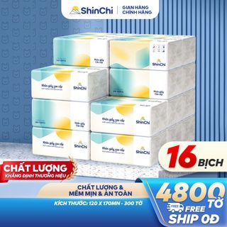 Tổng Kho Sỉ: Combo 16 Gói Giấy Ăn SHINCHI (4 Lớp - 300 Tờ) Nhập Tận Xưởng