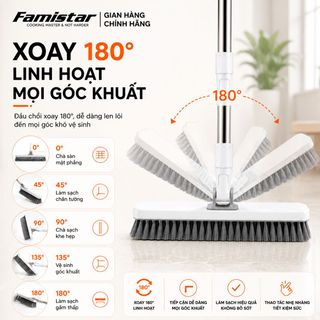 Cây Chà Sàn Nhà Tắm FAMISTAR inox bền bỉ thiết kế đầu chữ A xoay 180 độ cọ rửa linh hoạt, phân phối toàn quốc