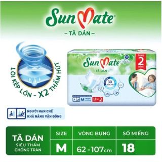 Tả Dán Người Già Sunmate size M18 ( Vòng eo 62 - 107 cm ) Bao 6 gói x 18 miếng