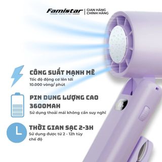 Quạt Cầm Tay Mini Để Bàn 2in1 Famistar FS002, màn hình LED hiển thị, tiện nghi cao cấp, giá sỉ chỉ từ 1 cái
