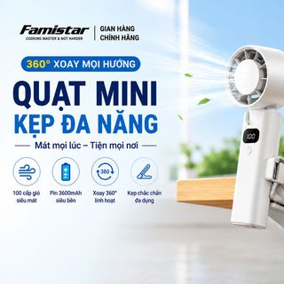 Quạt Cầm Tay Mini Để Bàn 2in1 Famistar FS002, màn hình LED hiển thị, tiện nghi cao cấp, giá sỉ chỉ từ 1 cái