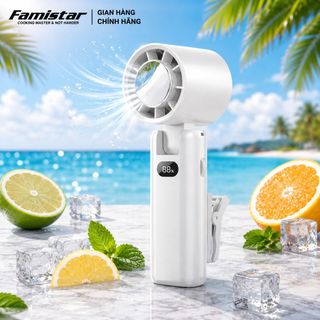 Quạt Cầm Tay Mini Để Bàn 2in1 Famistar FS002, màn hình LED hiển thị, tiện nghi cao cấp, giá sỉ chỉ từ 1 cái