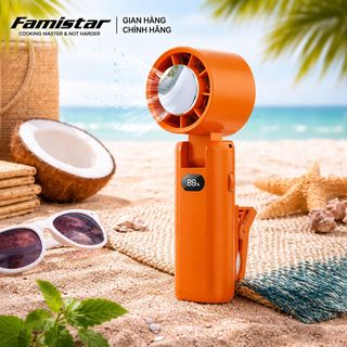 Quạt Cầm Tay Mini Để Bàn 2in1 Famistar FS002, màn hình LED hiển thị, tiện nghi cao cấp, giá sỉ chỉ từ 1 cái
