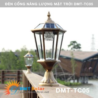 Đèn cổng năng lượng mặt trời TC05 mặt kính thuỷ tinh [Công tắc - Nhôm đúc dày] - DMT Solar