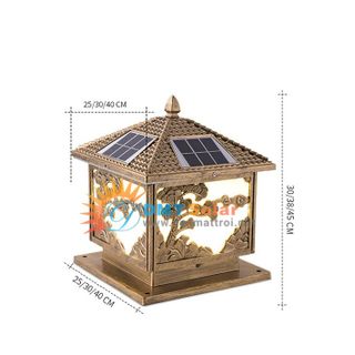 Đèn trụ cổng năng lượng mặt trời TC06M-2 hoạt tiết đẹp [Có Remote] - DMT Solar