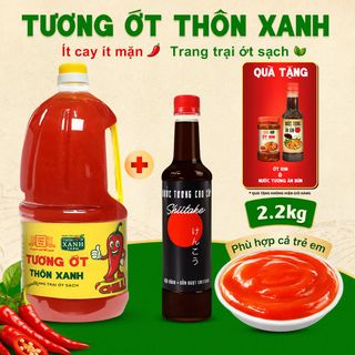 [Tặng Ớt Rim và Nước tương ăn bún] Combo Nước tương Shiitake 525ml và Tương ớt 2.2Kg Làng Chài Xưa