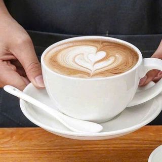 Cốc Gốm Sứ Trắng Trơn Kèm Kê 220ML (THÙNG 30B)