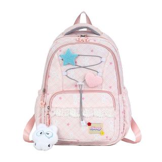 🎒Balo A40807 Họa Tiết Ngôi Sao Trái Tim Phối Ren Pastel Dễ Thương