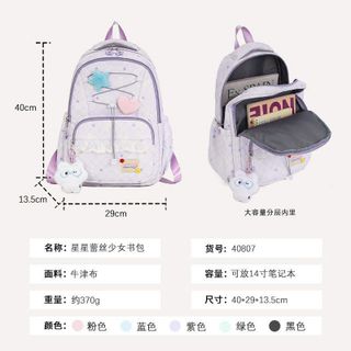 🎒Balo A40807 Họa Tiết Ngôi Sao Trái Tim Phối Ren Pastel Dễ Thương