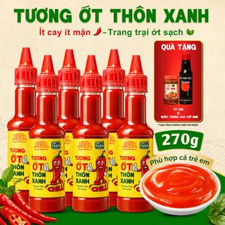 [Tặng Ớt rim & Nước tương 125ml] Combo 6 Tương ớt Làng Chài Xưa chai 270g - trang trại ớt sạch