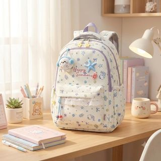 💫 Balo nữ A42101 Happy Summer họa tiết ngôi sao dễ thương nhiều ngăn mã A42101