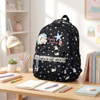 Balo nữ A42101 Happy Summer họa tiết ngôi sao dễ thương nhiều ngăn mã A42101