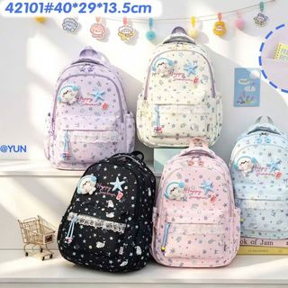 Balo nữ A42101 Happy Summer họa tiết ngôi sao dễ thương nhiều ngăn mã A42101