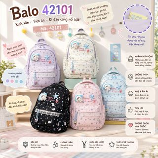 💫 Balo nữ A42101 Happy Summer họa tiết ngôi sao dễ thương nhiều ngăn mã A42101