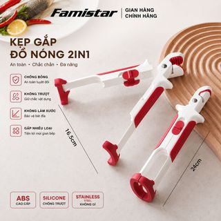 Kẹp Gắp Đồ Nóng 2 in 1 FAMISTAR, chất liệu Silicon chống trượt an toàn, gọn nhẹ tiện dụng, phân phối toàn quốc