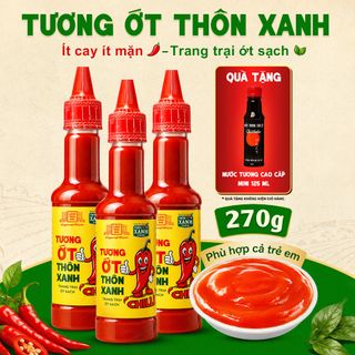 [Tặng nước tương 125ml] Combo 3 Tương ớt Làng Chài Xưa chai 270g ít cay ít mặn ớt trang trại ớt sạch