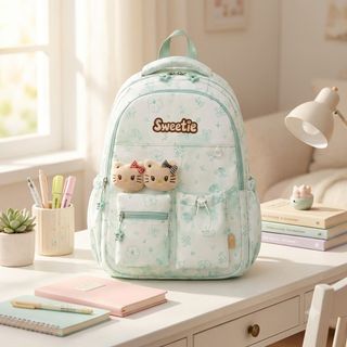 🐱 Balo A42104 Sweetie Họa Tiết Mèo Dễ Thương Phong Cách Pastel