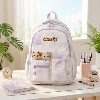 🐱 Balo A42104 Sweetie Họa Tiết Mèo Dễ Thương Phong Cách Pastel