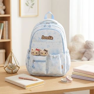 🐱 Balo A42104 Sweetie Họa Tiết Mèo Dễ Thương Phong Cách Pastel