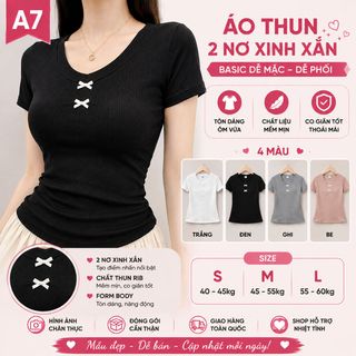 ÁO ÔM BODY ĐÍNH NƠ | Áo Thun Body Nơ Tiểu Thư _ A7