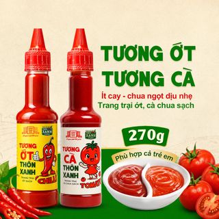 Combo 2 món gồm Tương ớt và Tương cà Thôn Xanh 270g Trang trại ớt/ cà chua sạch - Làng Chài Xưa